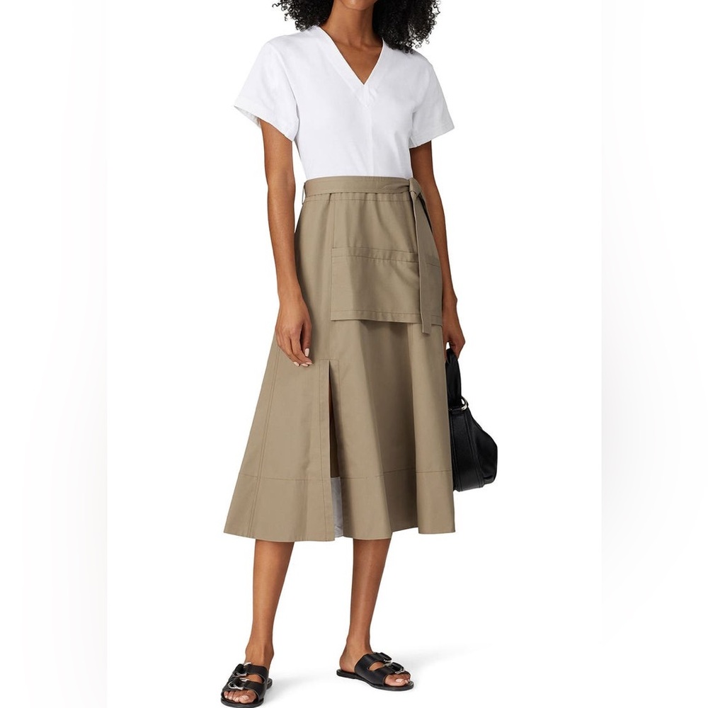 3.1 Phillip Lim White and Tan Midi Dress